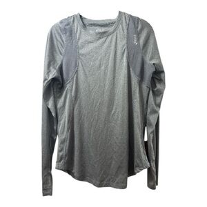 ASICS Ladies Gray Long Sleeves With Thumb Holes Athletic Top Size M